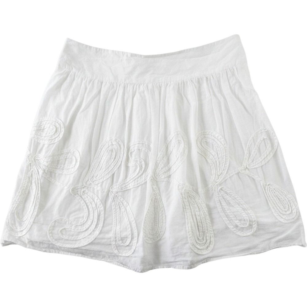 Ann Taylor LOFT Skirt Womens 10 White Embroidered Scroll Lined A Line Cotton